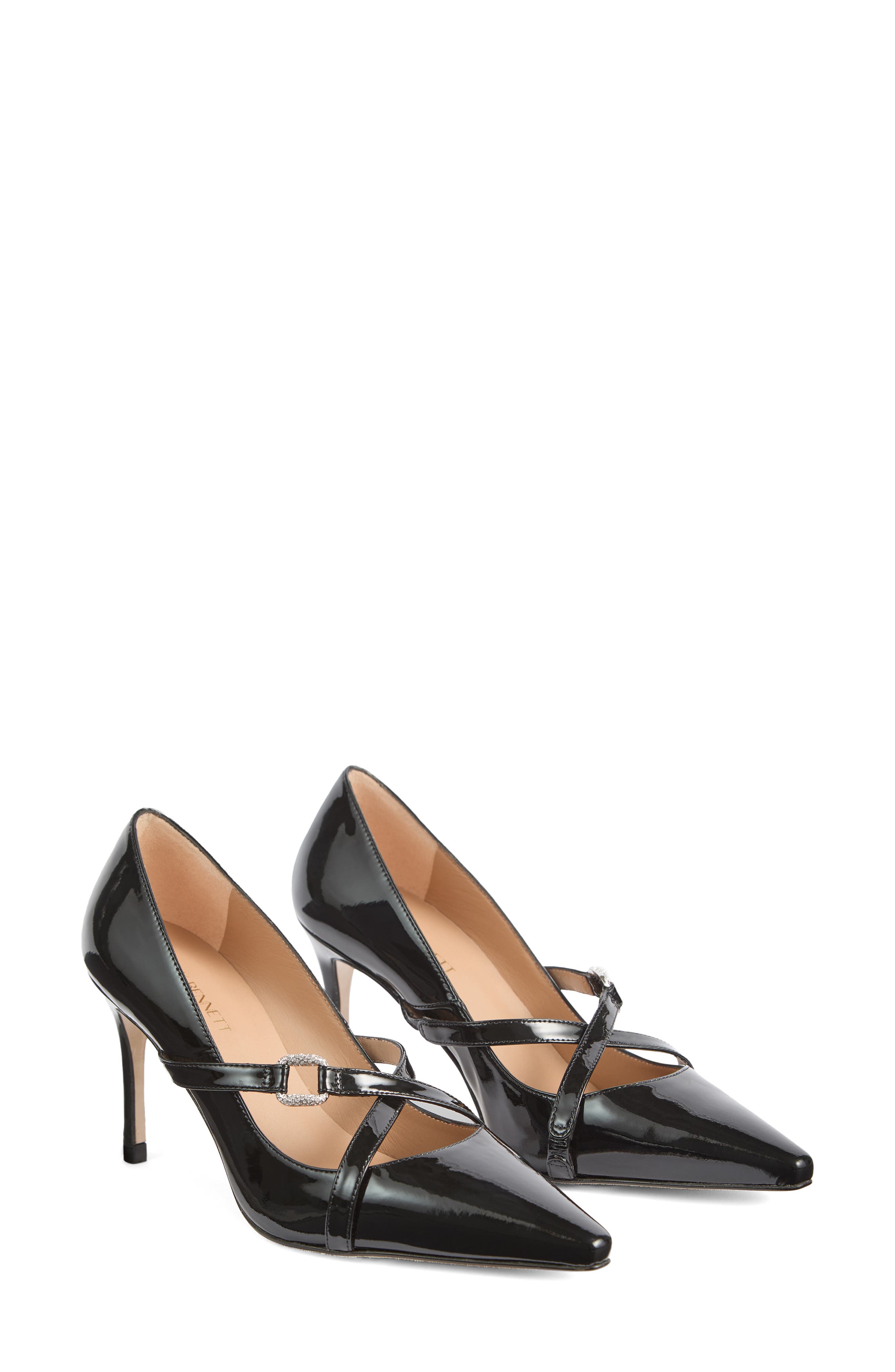 LK Bennett Christie Crystal Buckle Pointed Toe Pump, Main, color, 