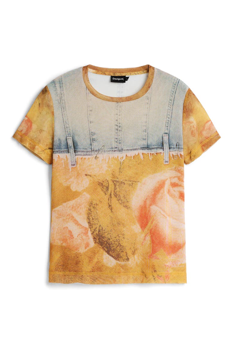 Patchwork Pattern T-Shirt, Alternate, color, MEDIUM BEIGE