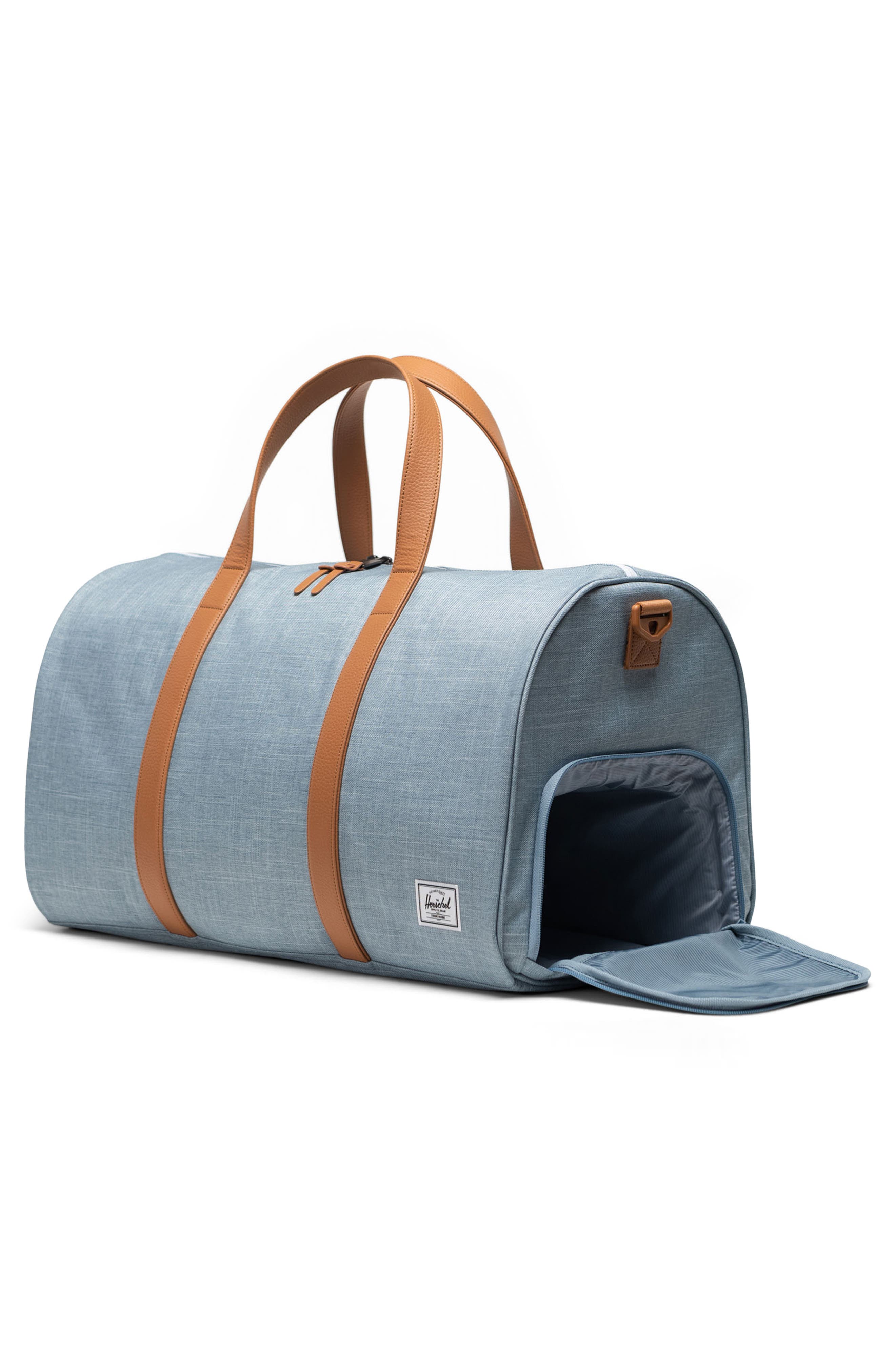 Herschel Supply Co. Novel Recycled Polyester Duffle Bag, Alternate, color, Ashley Blue Crosshatch