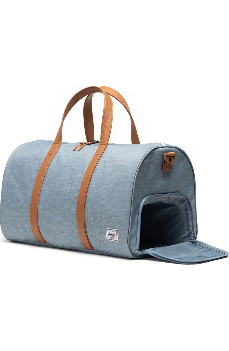 Herschel Supply Co. Novel Recycled Polyester Duffle Bag, Alternate, color, Ashley Blue Crosshatch