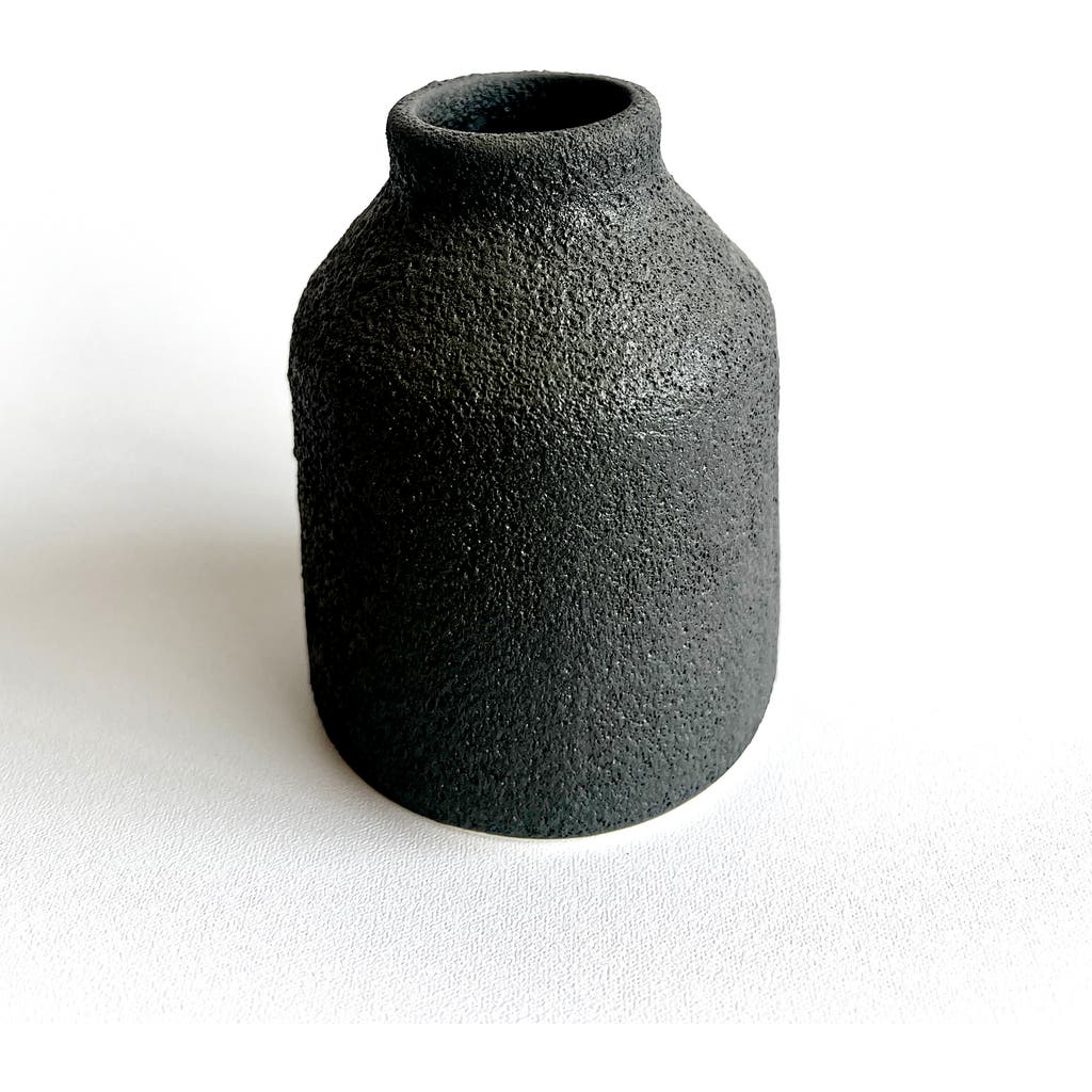 Gina Desantis Ceramics Small Bottle Crater Vase In Black