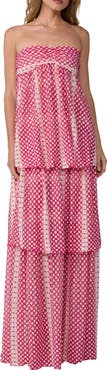 Diane von Furstenberg Joanne Dotted Strapless Tiered Maxi Dress
