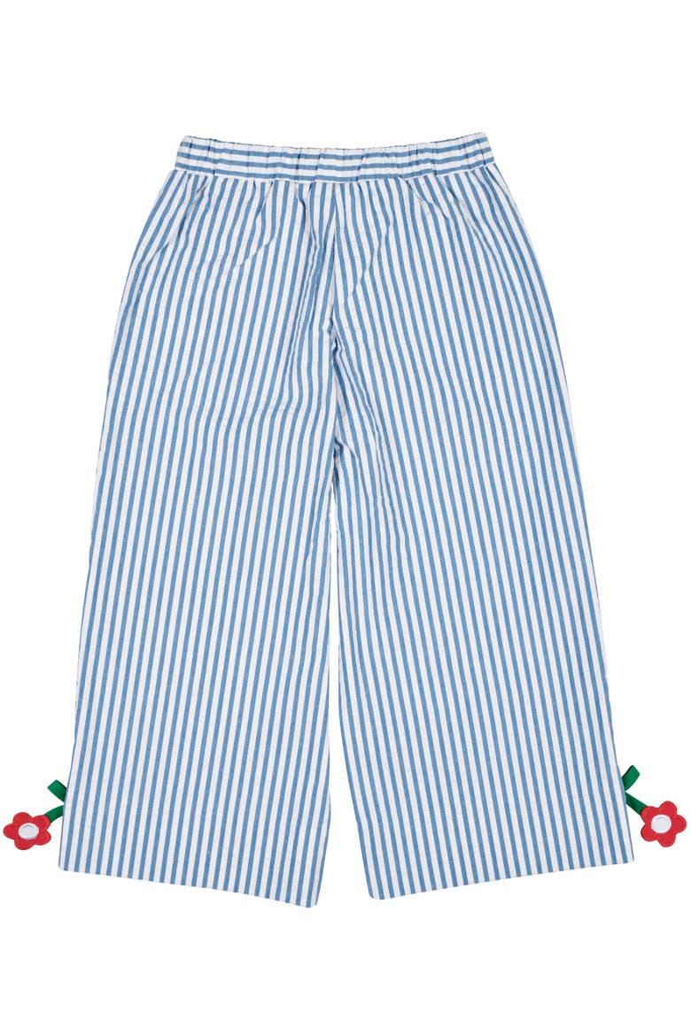 Seersucker Pants With Flowers, Alternate, color, Royal/White