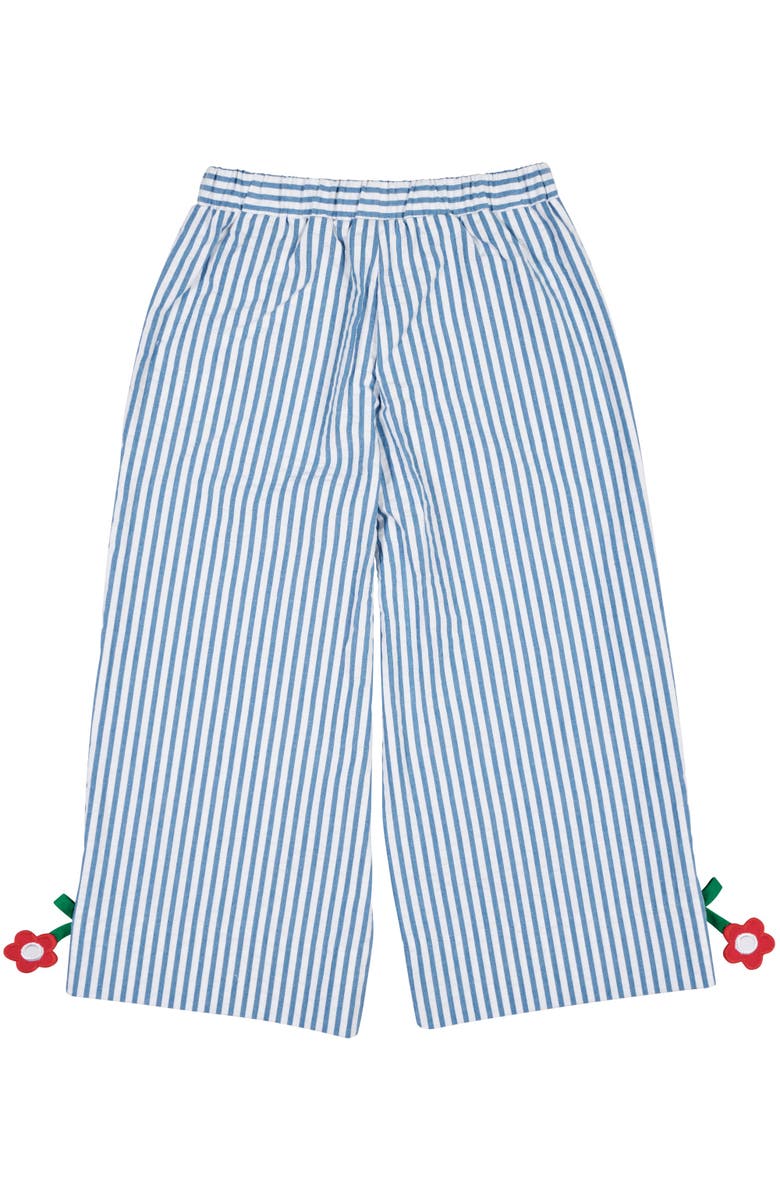 Florence Eiseman Seersucker Pants With Flowers, Alternate, color, Royal/White
