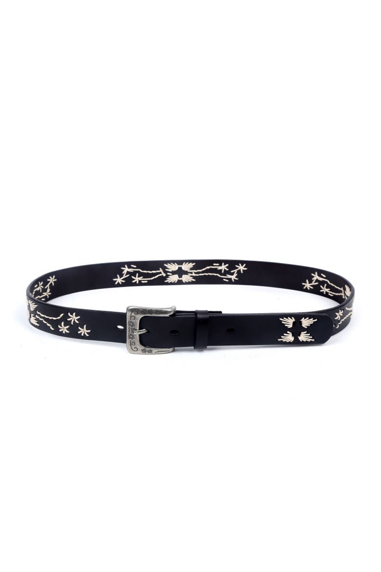Senna Genuine Leather Minimalist Clean Line Belt, Alternate, color, Black