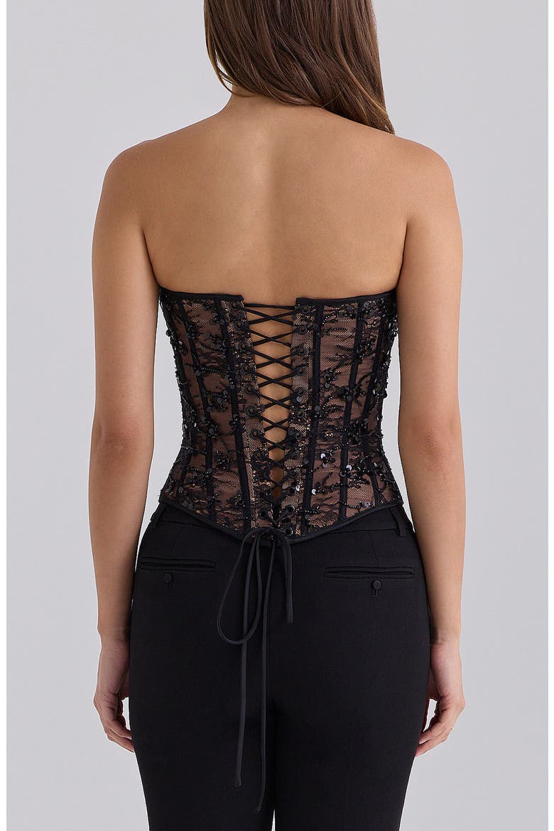 Suri Embellished Lace Corset Top, Alternate, color, BLACK