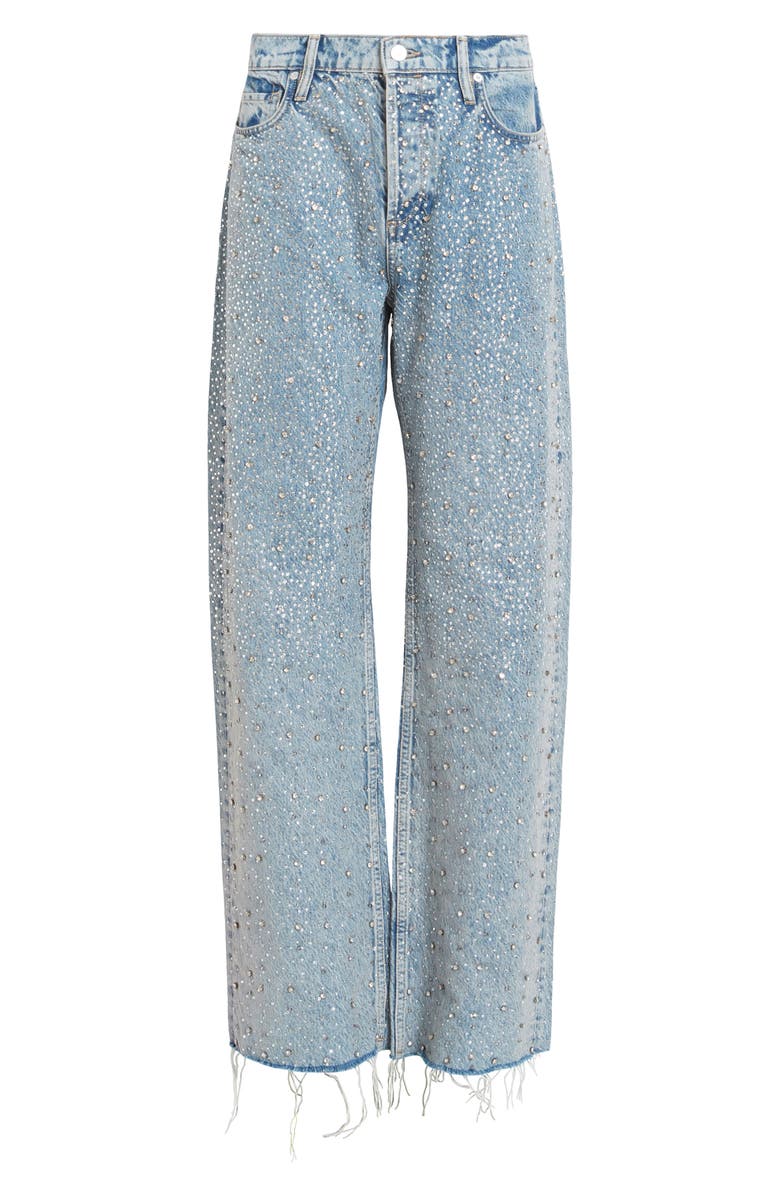 AllSaints Wendel Crystal Fray Hem Straight Leg Jeans, Alternate, color,