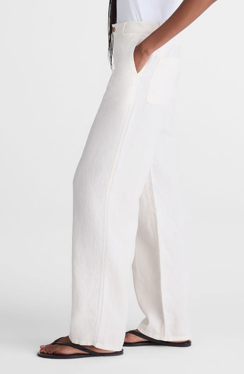 Madewell The Zoe Relaxed Straight Pants in 100% Linen, Alternate, color, Ivory Linen