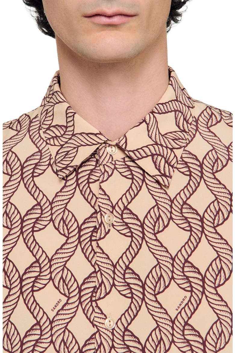 Loose-fit rope print shirt, Alternate, color, Butter cream