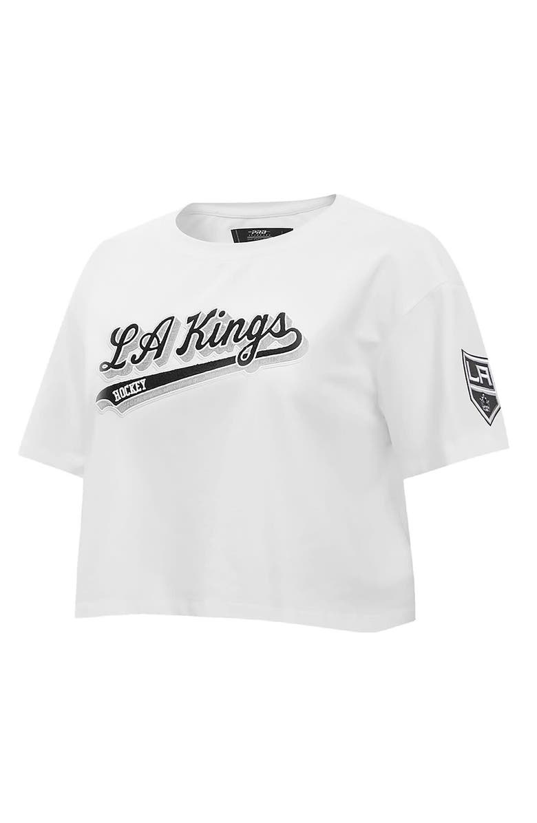 PRO STANDARD Women's Pro Standard White Los Angeles Kings Boxy Script Tail Cropped T-Shirt, Alternate, color, White