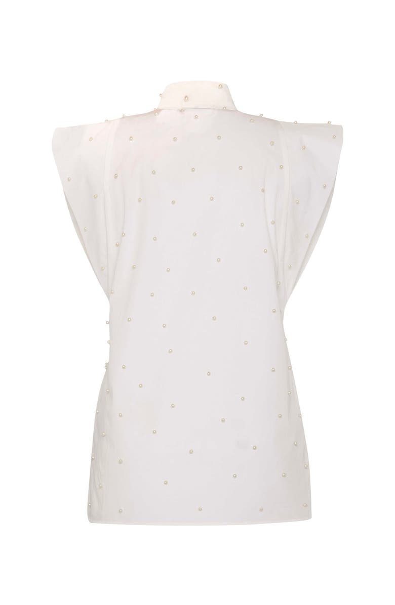 THEO The Label Astraea Embellished Sleeveless Shirt, Alternate, color, White / Pearl
