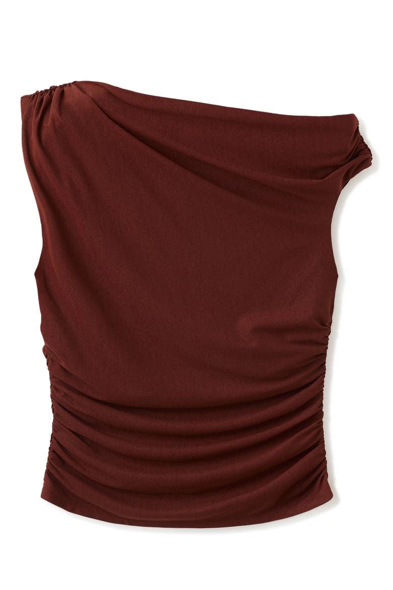 Asymmetric Ruched Top, Alternate, color, RUSSET