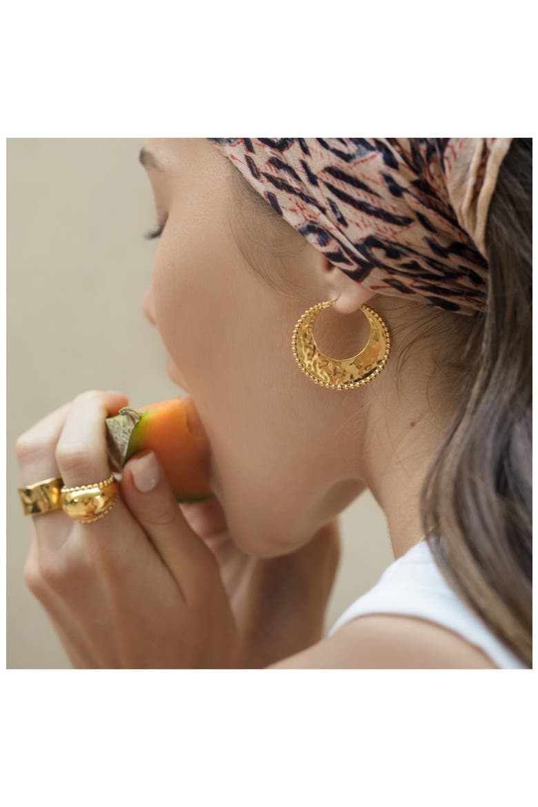Deia Beaded Hoop Earrings, Alternate, color, YELLOW GOLD