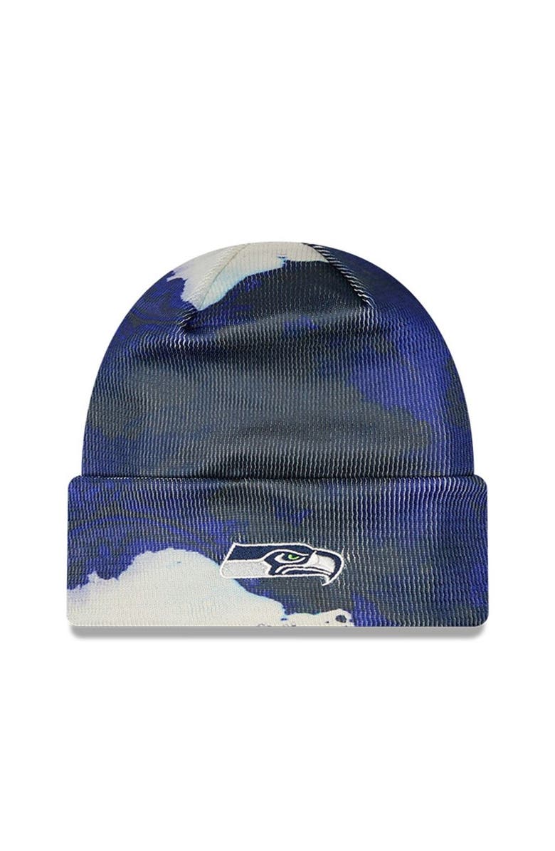 New Era Men's New Era College Navy Seattle Seahawks 2022 Sideline Ink Dye Cuffed Knit Hat, Alternate, color, Navy