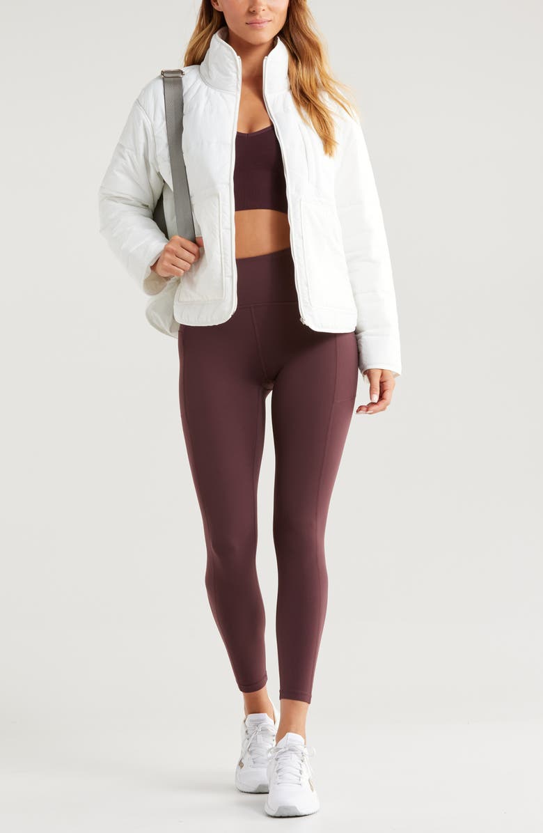 Zella Quilted Packable Jacket, Alternate, color, Ivory Cloud