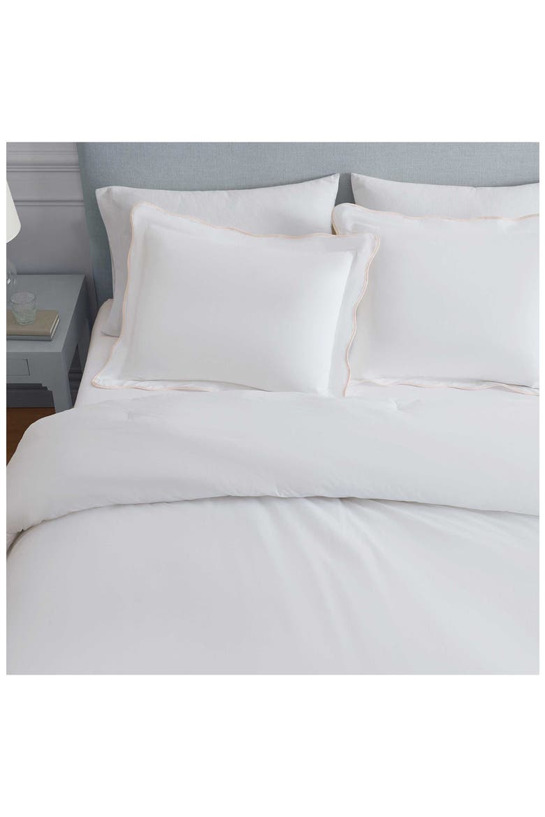 Simple Scallop Cotton Percale Comforter Set, Alternate, color, WHITE/ SOFT PINK