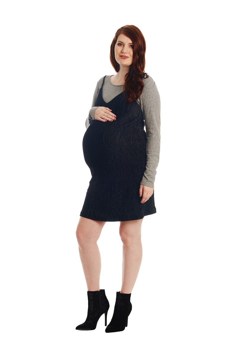Everly Grey Aurora Plissé Maternity/Nursing Dress, Alternate, color, 
