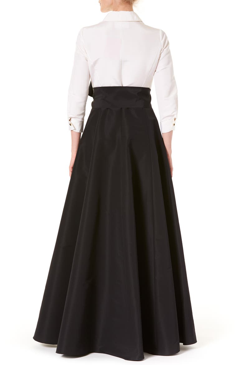 Icon Two-Tone Taffeta Trench Gown, Alternate, color, WHT/BLK