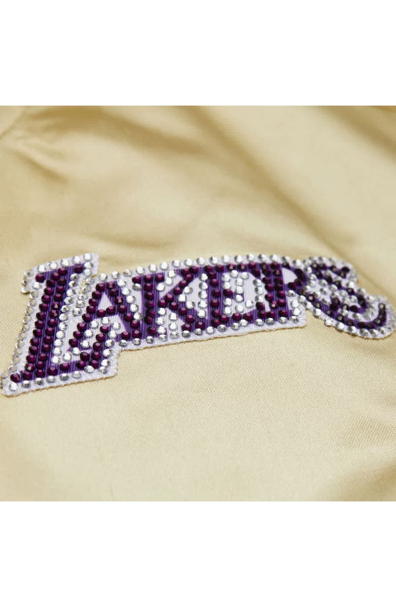 Mitchell & Ness Women's Mitchell & Ness x DANNIJO Gold Los Angeles Lakers Cropped Satin Full-Snap Jacket, Alternate, color, 