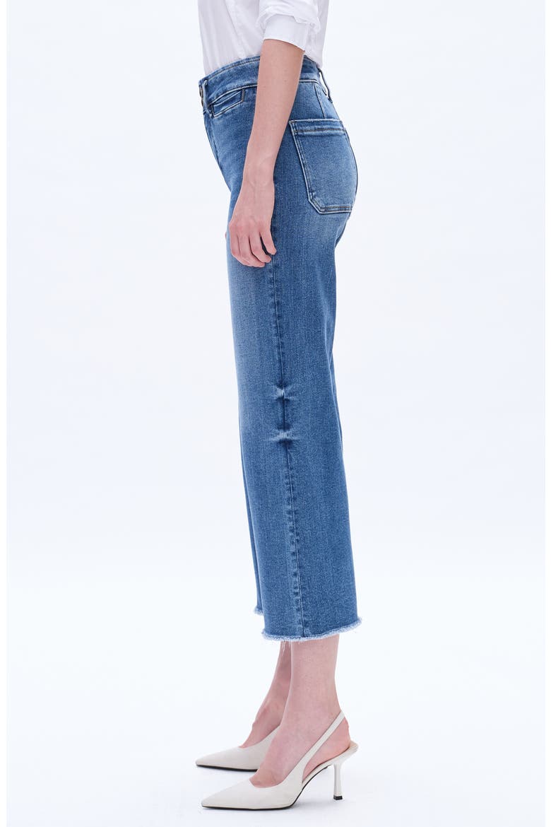Frayed Welt Pocket High Waist Crop Wide Leg Jeans, Alternate, color, MEDIUM BLUE