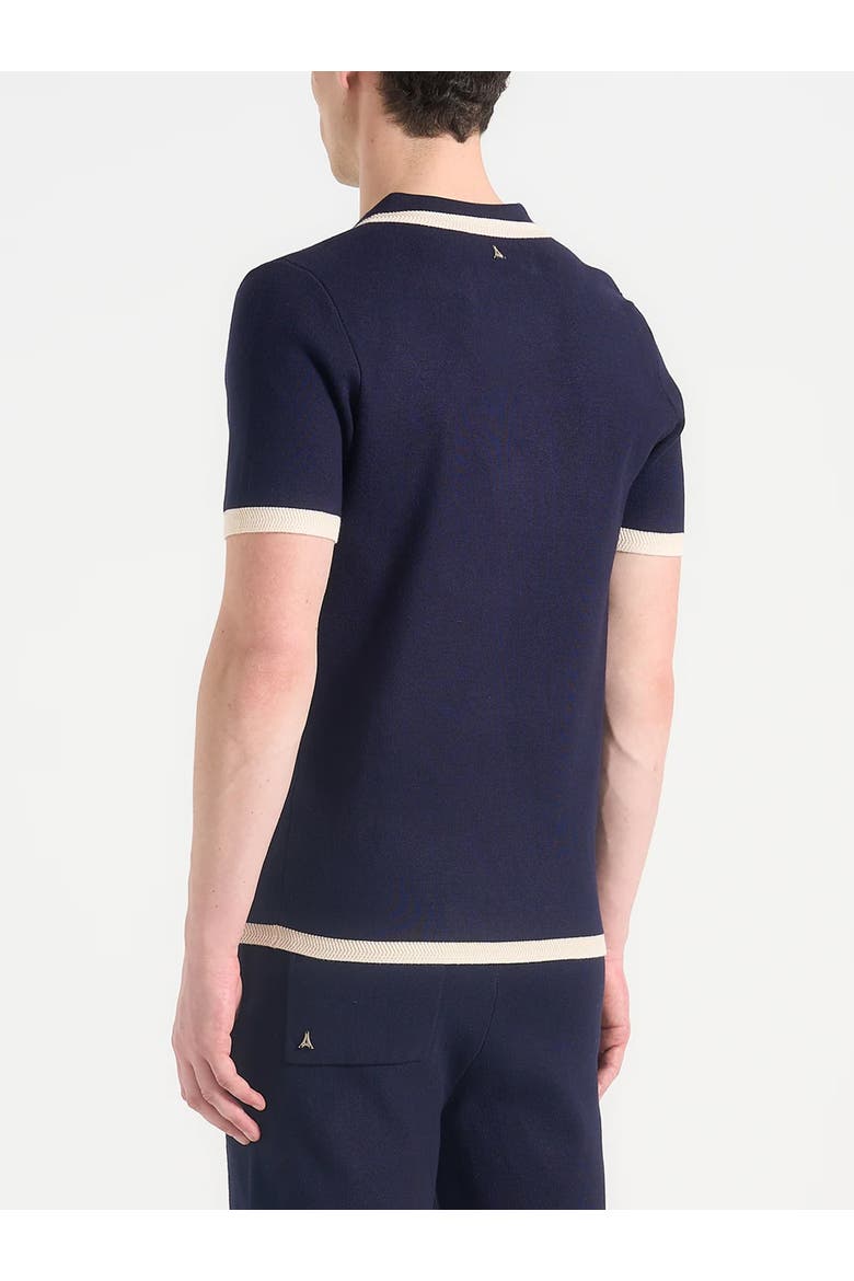 Lambert Contrast Detail Knit Polo Shirt, Alternate, color, Navy