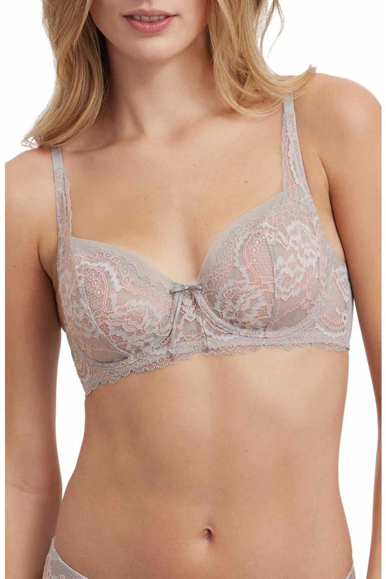 Minx Lace Balconette Bra, Main, color, Pebble/Peach