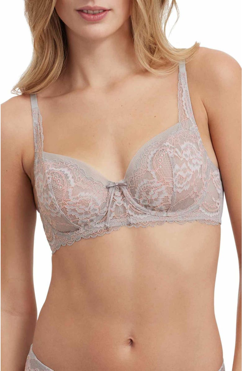 Skarlett Blue Minx Lace Balconette Bra, Main, color, Pebble/Peach