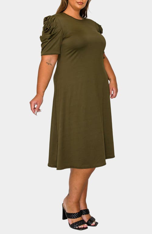 L I V D Aleyna Puff Sleeve A-line Dress In Green