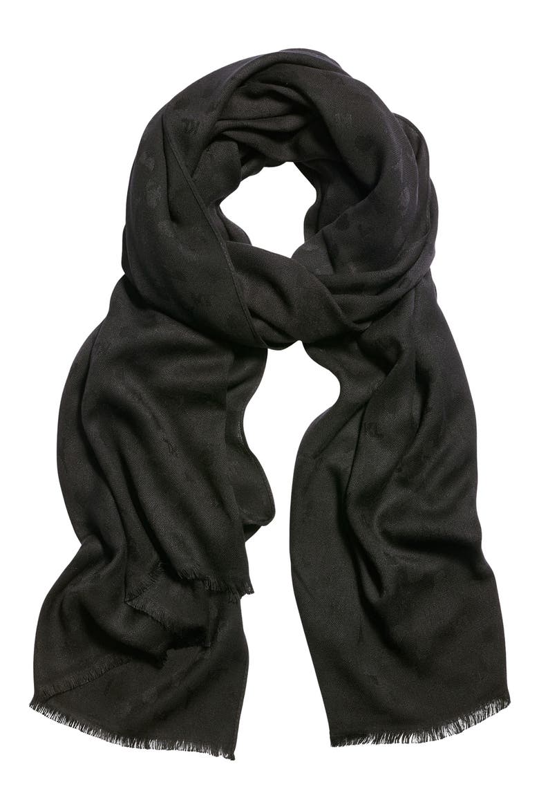 Karl Icon Pashmina, Alternate, color, BLACK