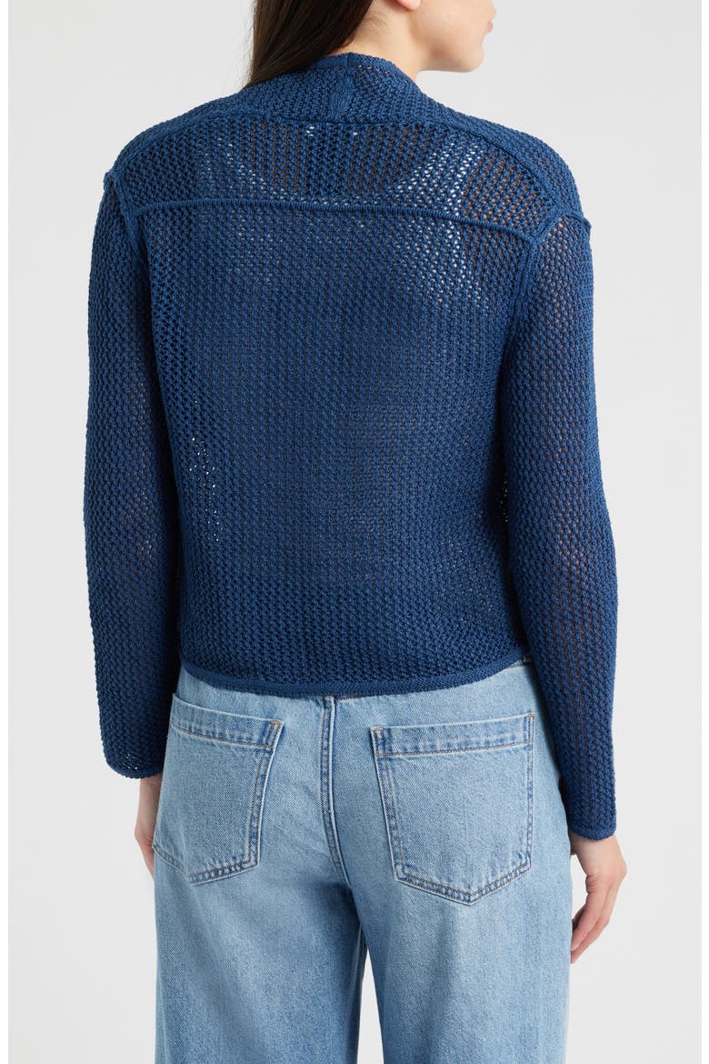 Mesh Stitch Cocoon Cardigan, Alternate, color, RICH INDIGO