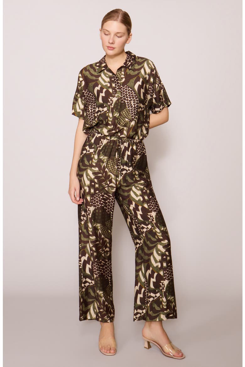 Floral Print Ankle Pants, Alternate, color, BROWN OLIVE ABSTRACT