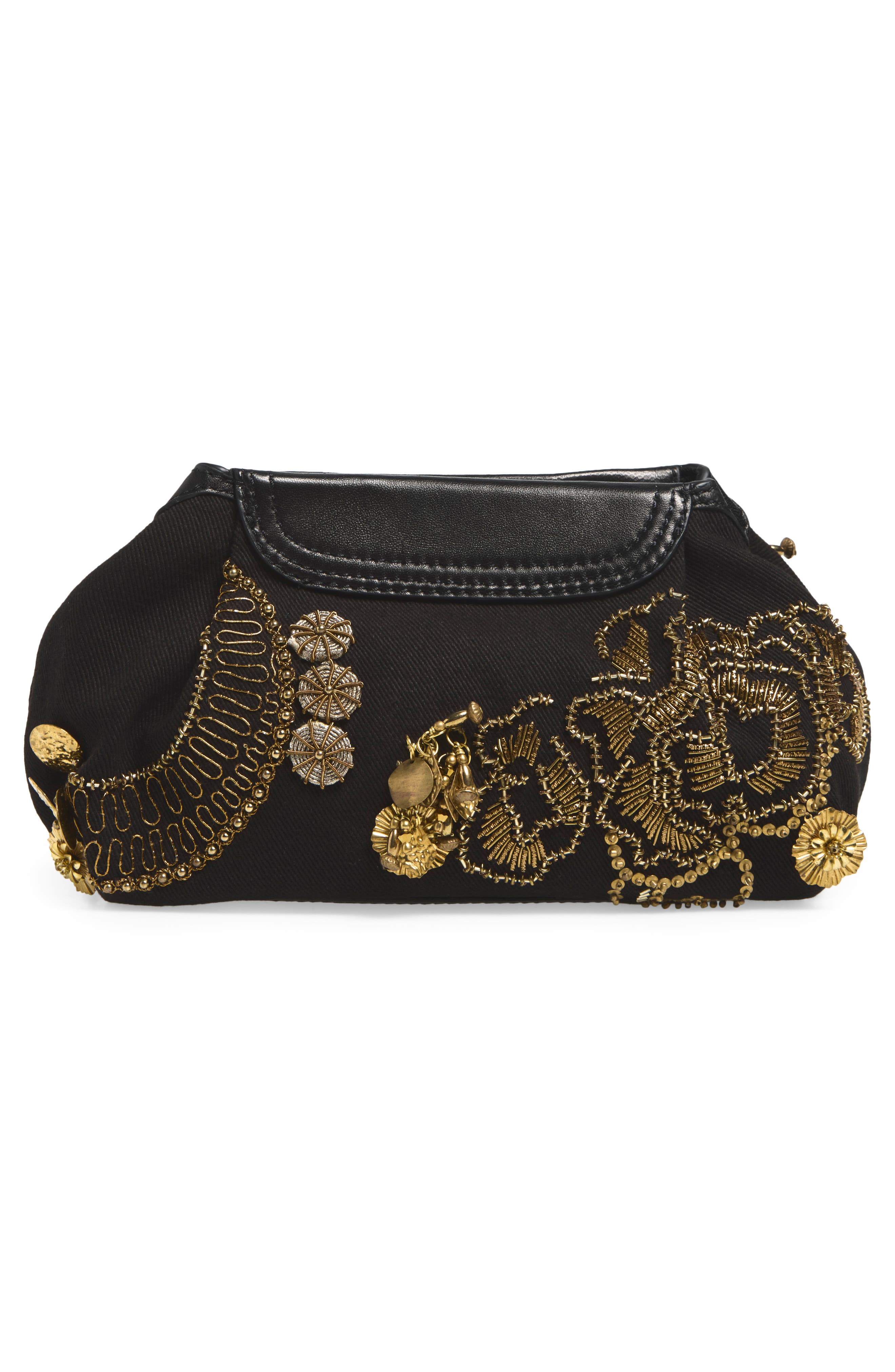 Blossom Embroidered Cotton Crossbody Bag, Alternate, color, BLACK 900
