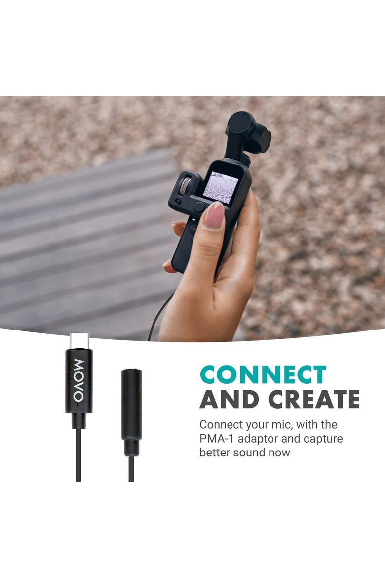 PMA-1 Female 3.5mm TRS Microphone Audio Adapter Cable Compatible with The DJI OSMO Pocket, Alternate, color, Black