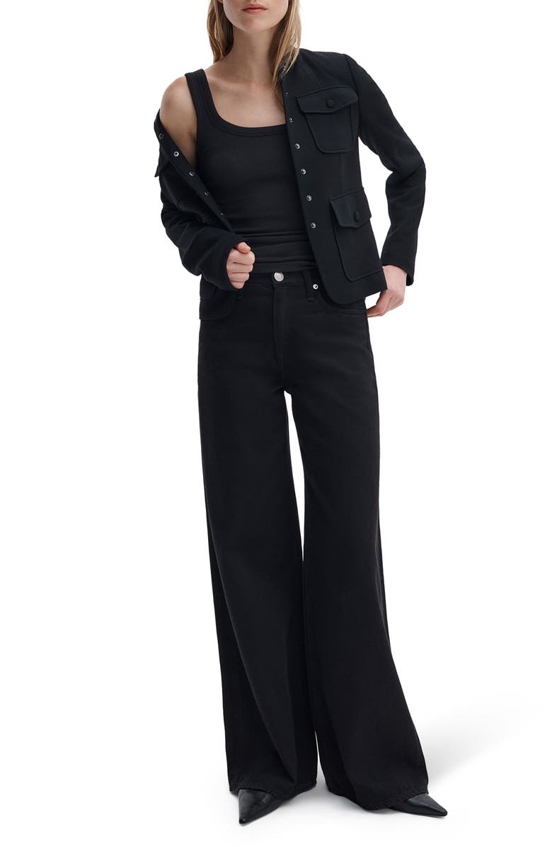 rag & bone The Essential Rib Cotton U-Neck Tank, Alternate, color, Black