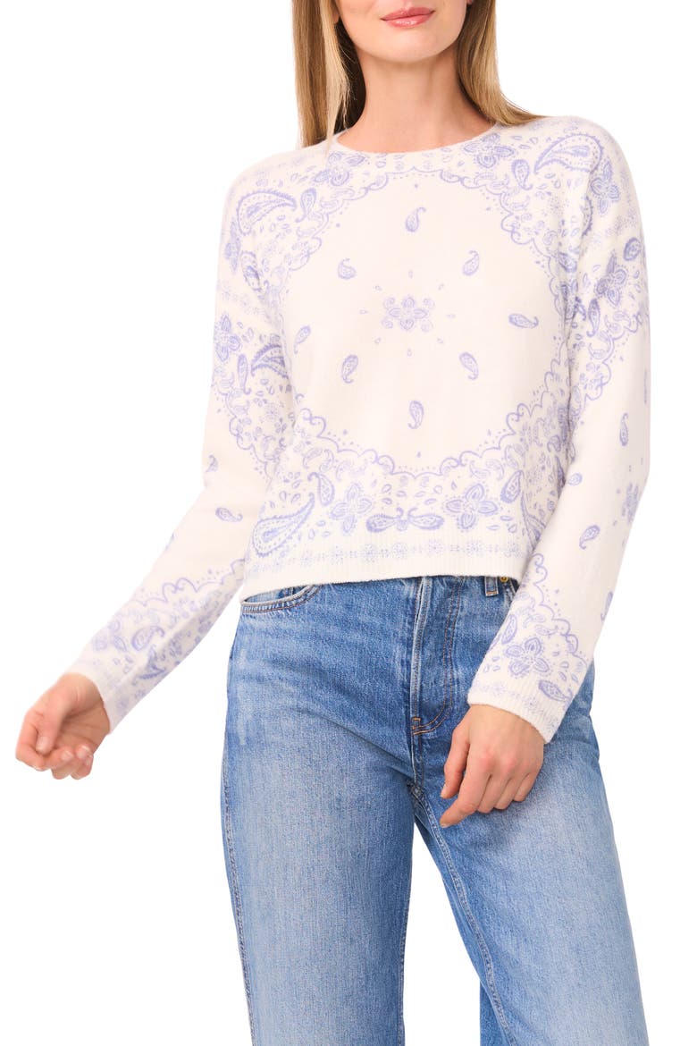 Bandana Crop Sweater, Main, color, CLASSIC NAVY