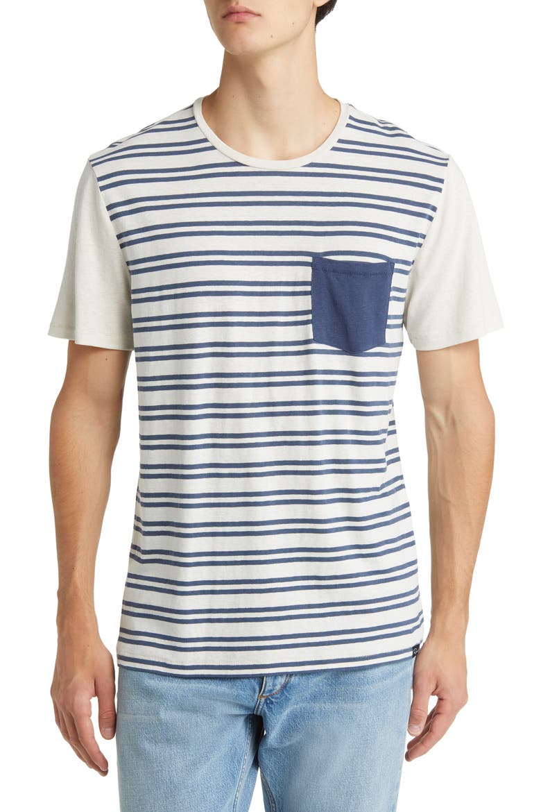 Valencia Stripe Hemp & Organic Cotton Pocket T-Shirt, Main, color, MARITIME STRIPE CANVAS