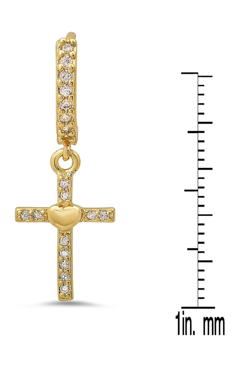 HMY JEWELRY 18K Gold Plated Crystal Cross Drop Huggie Hoop Earrings, Alternate, color, Gold