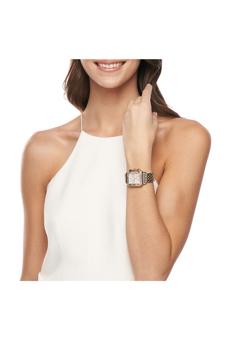 Deco Soirée Diamond Chronograph Bracelet Watch, 33mm x 35mm, Alternate, color, TWO TONE / MULTI