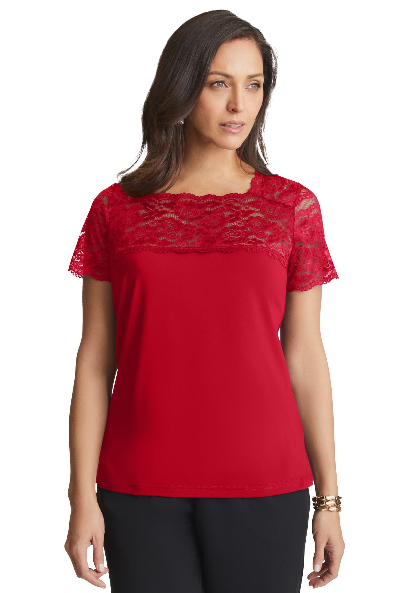 Stretch Lace Neckline Top - image 5