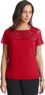 Jessica London Stretch Lace Neckline Top