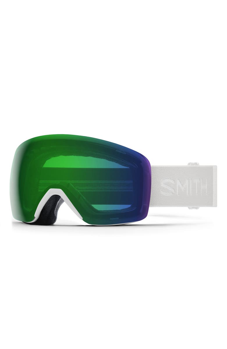 Smith Skyline 215mm ChromaPop Snow Goggles, Main, color, White Vapor / Chromapop Green
