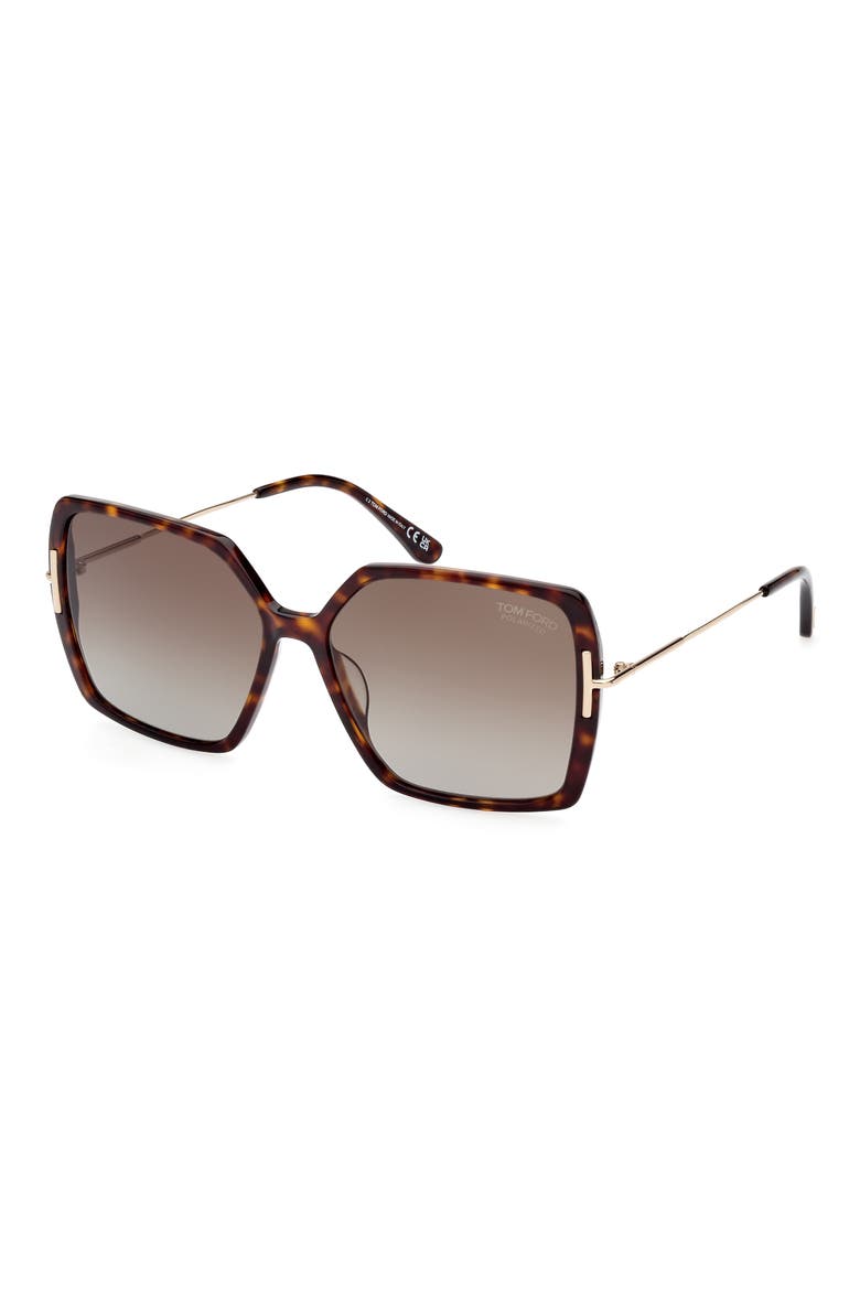 Joanna 59mm Polarized Butterfly Sunglasses, Alternate, color, DARK HAVANA / BROWN POLARIZED