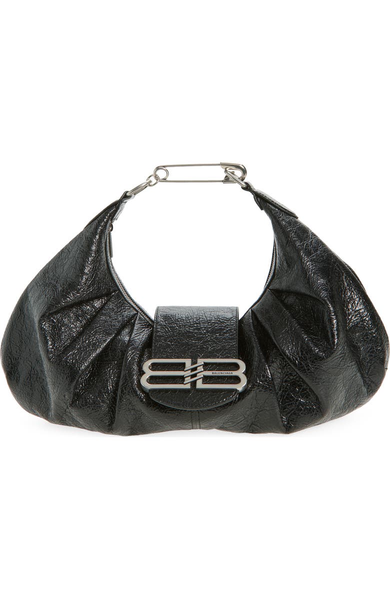 Balenciaga Medium Pamela Leather Shoulder Bag, Main, color, 1000 Black