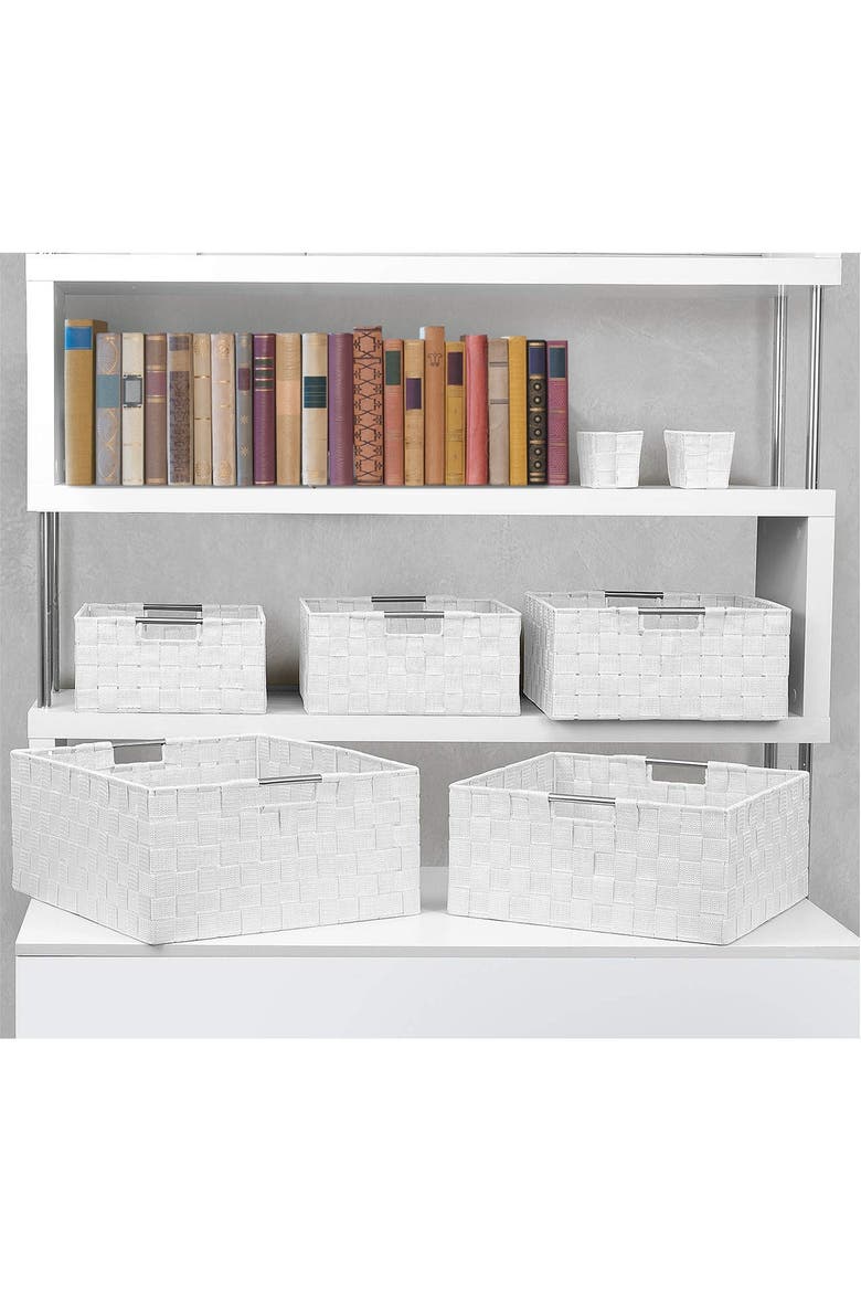 White Weave 7-Piece Basket Set, Alternate, color, WHITE