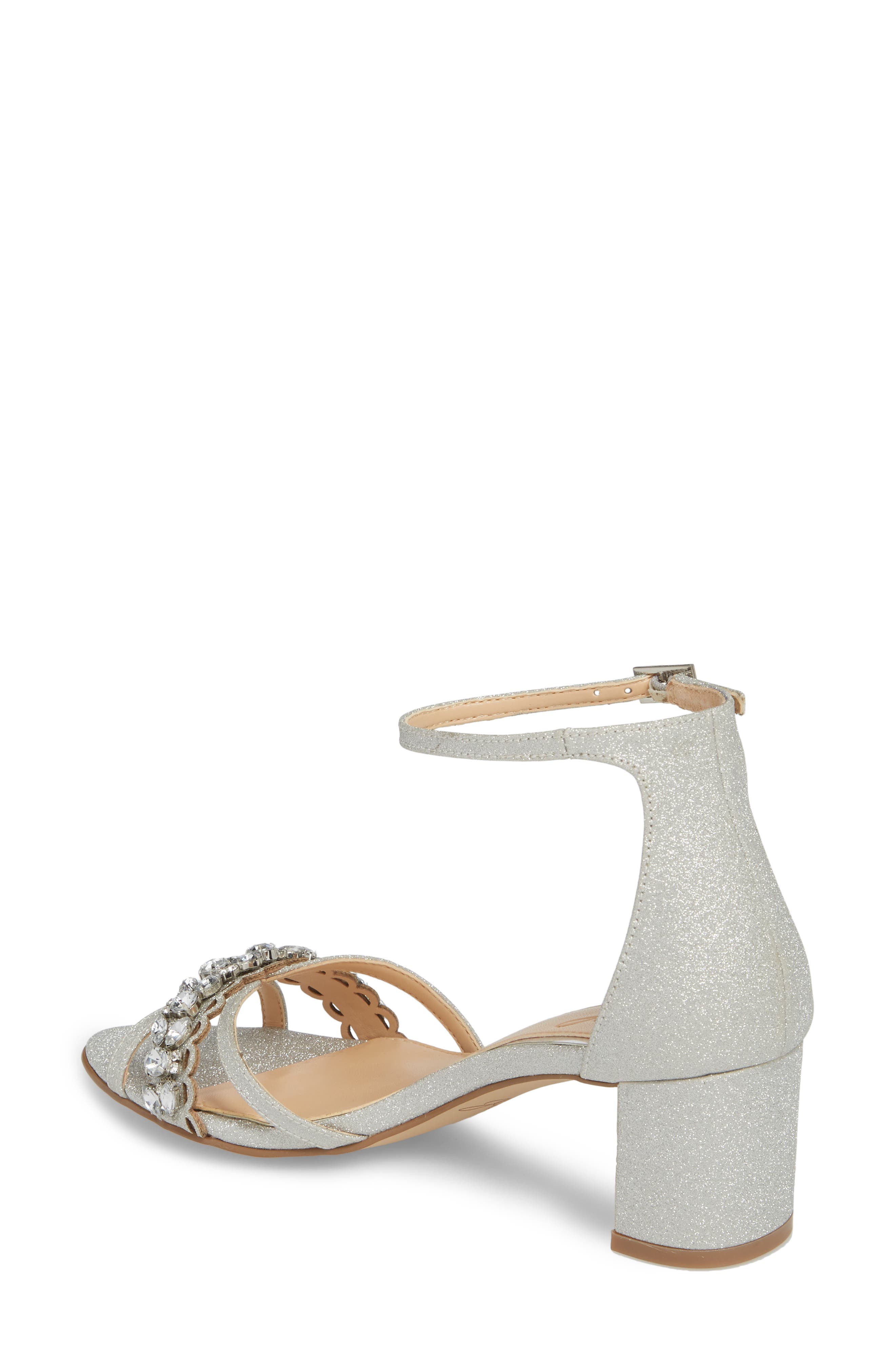 Jewel Badgley Mischka Giona Sandal, Alternate, color, Silver Glitter Fabric