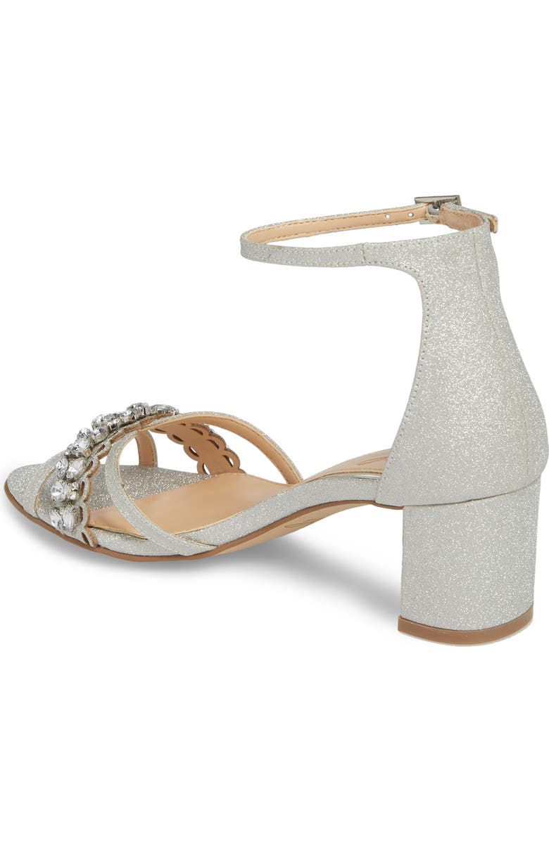 Jewel Badgley Mischka Giona Sandal, Alternate, color, Silver Glitter Fabric