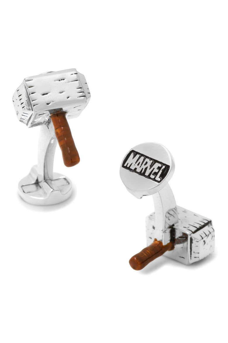 Marvel Thor Hammer Cuff Links, Main, color, SILVER MULTI