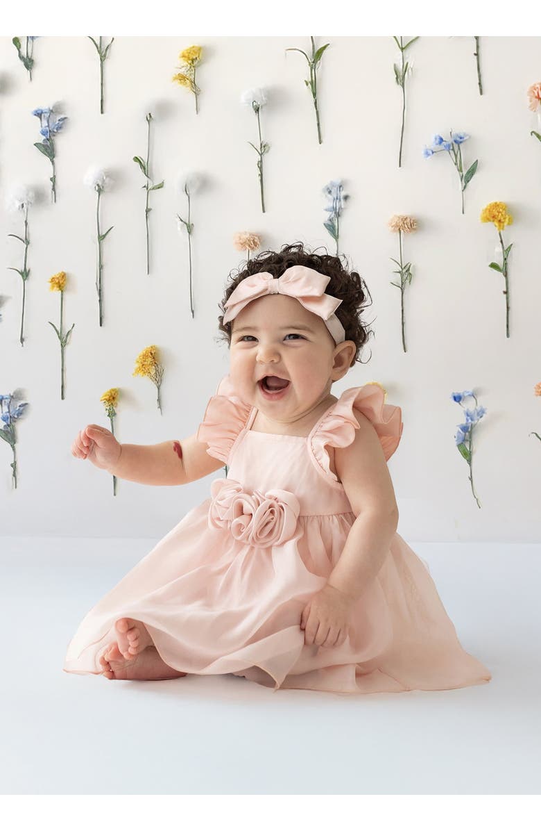 Isobella & Chloe Sweet Peony Pink Flutter Sleeve Dress, Alternate, color, Pink