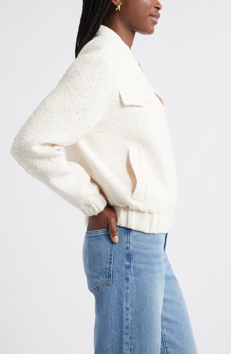 Caslon<sup>®</sup> Bouclé Bomber Jacket, Alternate, color, Ivory Pristine