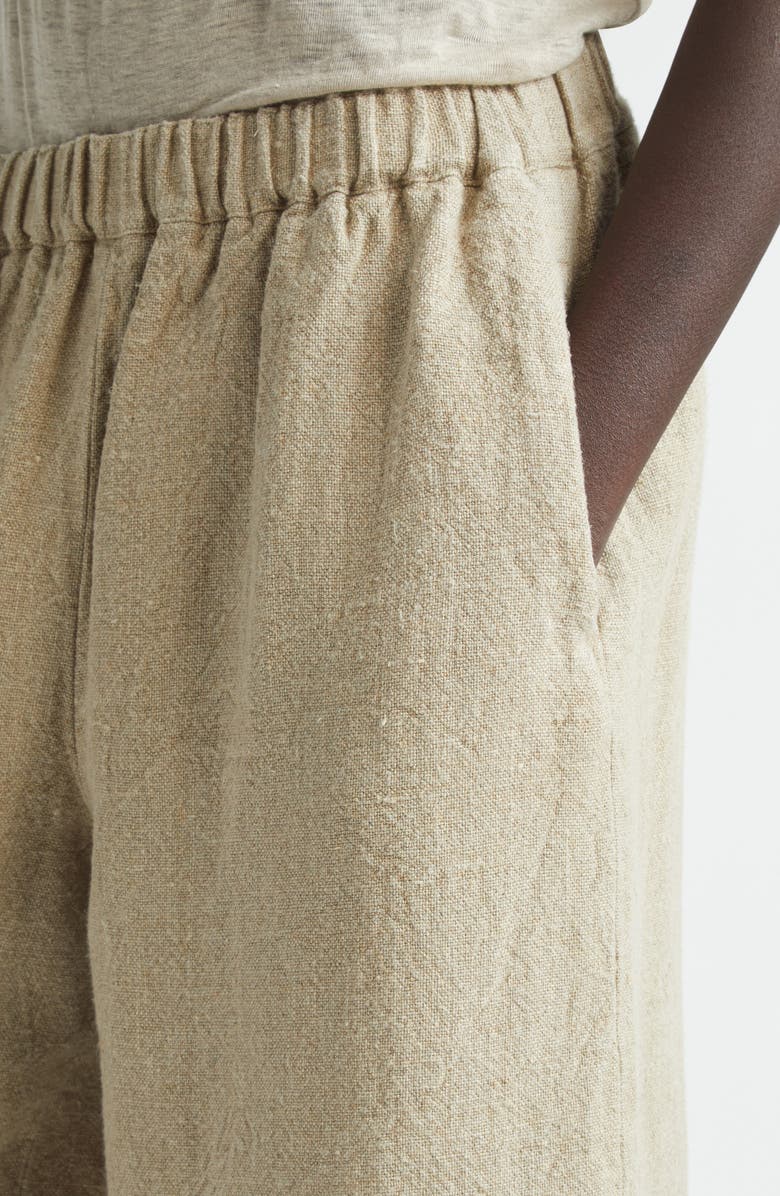 Comme des Garçons Heavyweight Linen Canvas Crop Wide Leg Pants, Alternate, color, Ecru